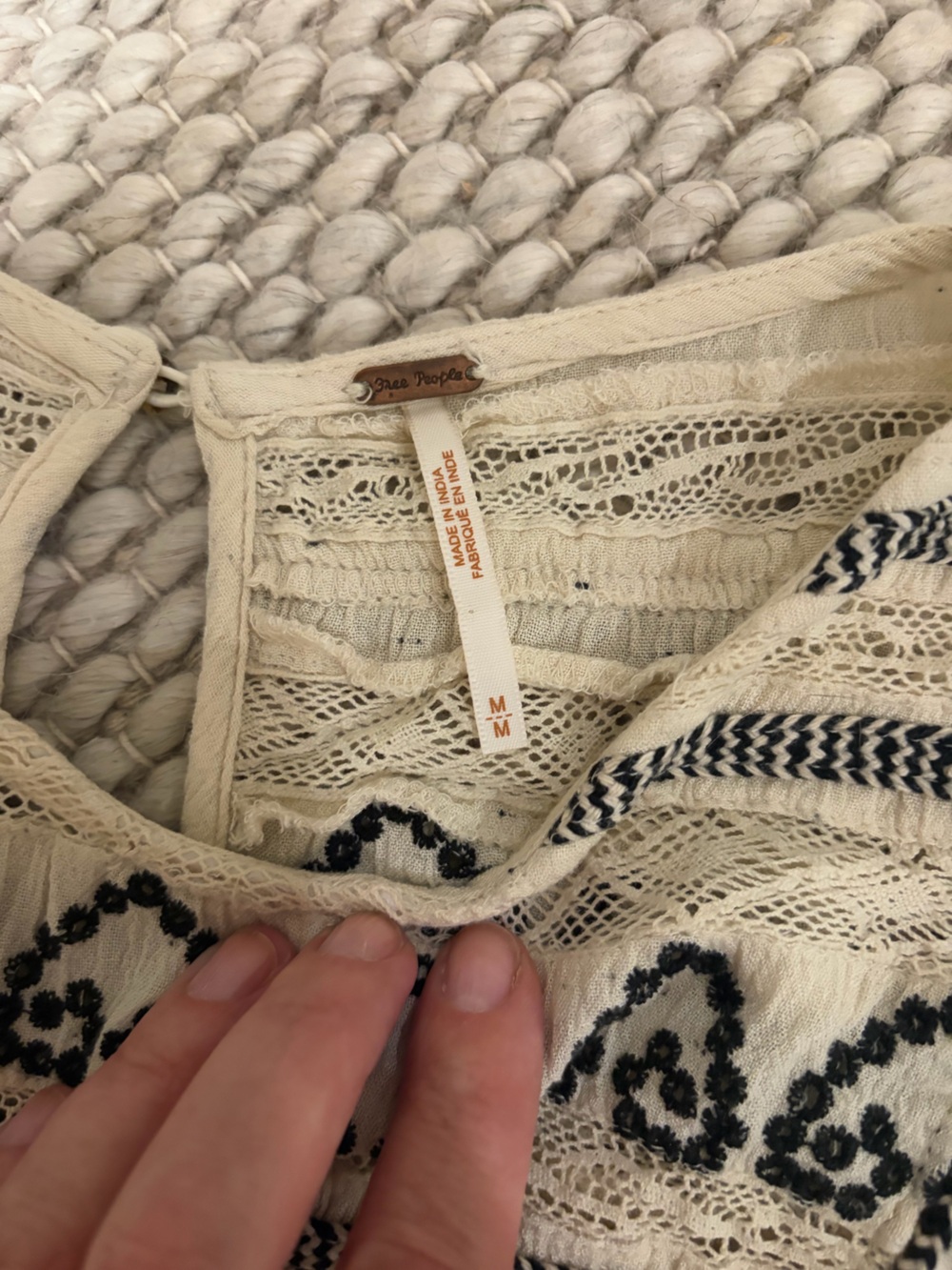 Free People Cyprus Avenue Ivory Embroidered Top Size Medium - Picture 3 of 14